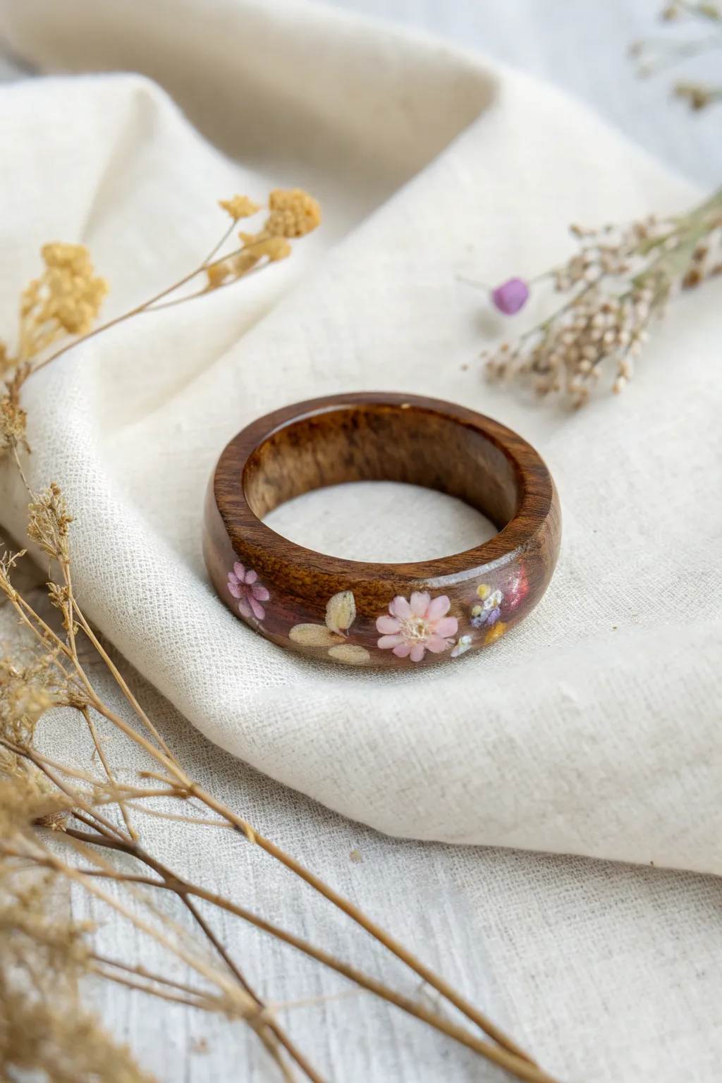 Nature's Elegance: Discover the harmony of wood and resin in this stunning bezel.
