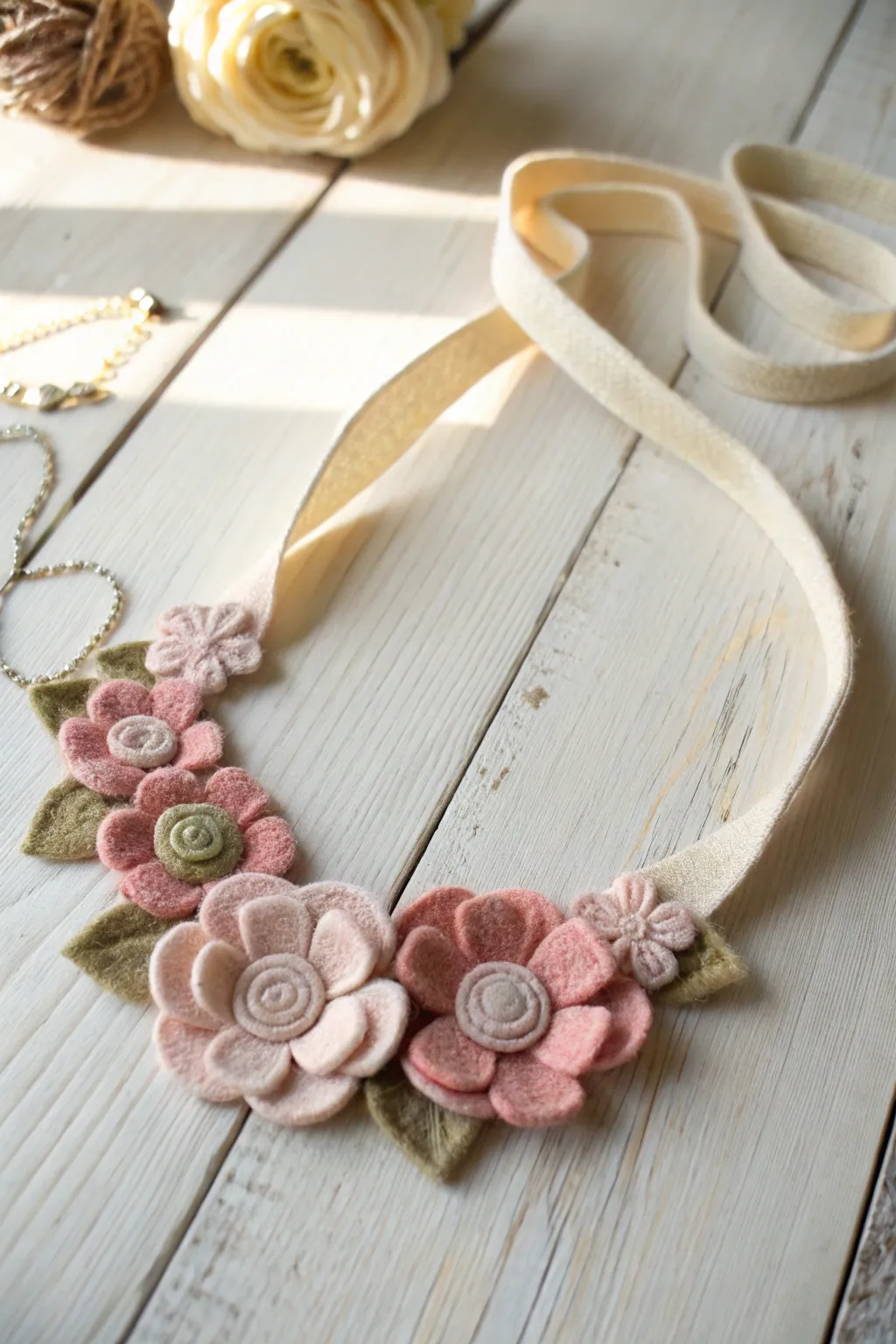 Embrace artistry with a touch of whimsy - discover the beauty of felted ribbon necklaces.