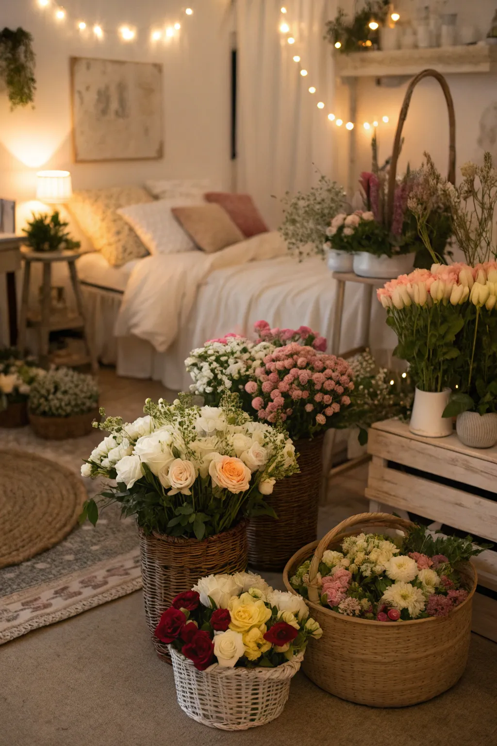 Floral arrangements bring nature's romance indoors.