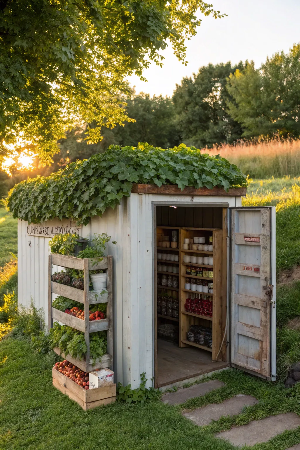 Innovative garden storage: Transform a shipping container into a stunning root cellar.