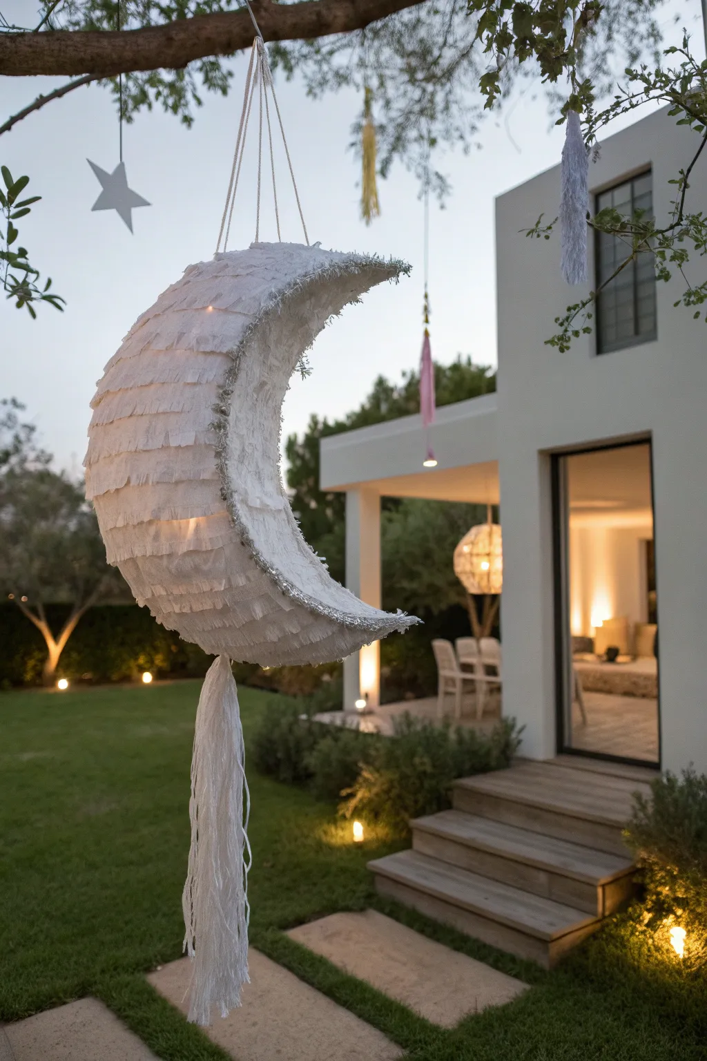 Add a touch of celestial magic to your event with a handcrafted crescent moon pinata. 🌙✨