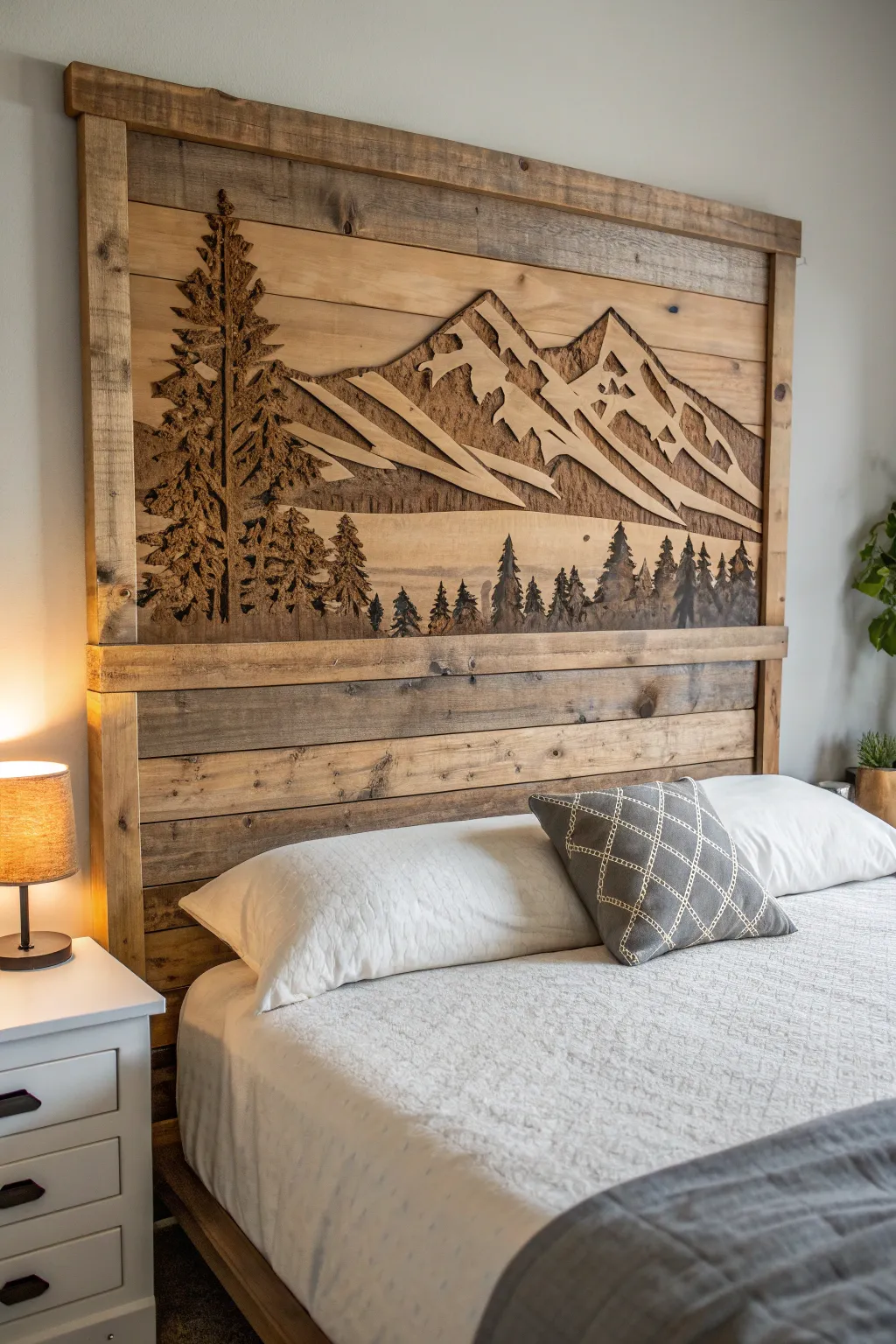 Transform your bedroom with a stunning rustic pallet headboard that tells a story.