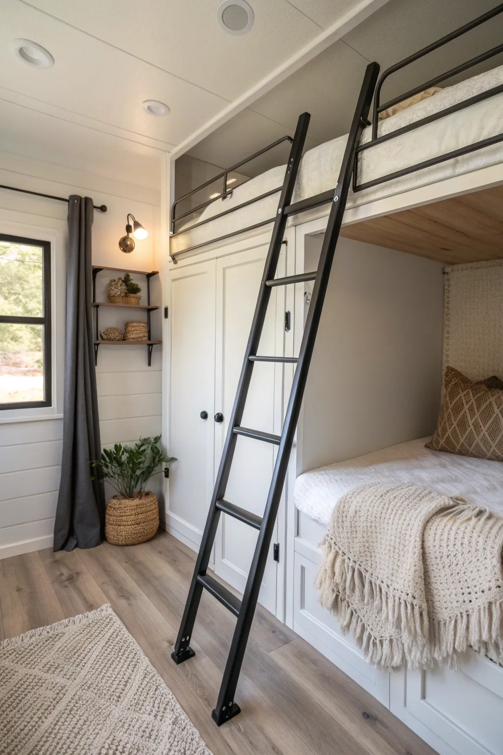 Elevate your RV bunk room with industrial charm and minimalist elegance 🌿✨ #RVRemodel #IndustrialChic
