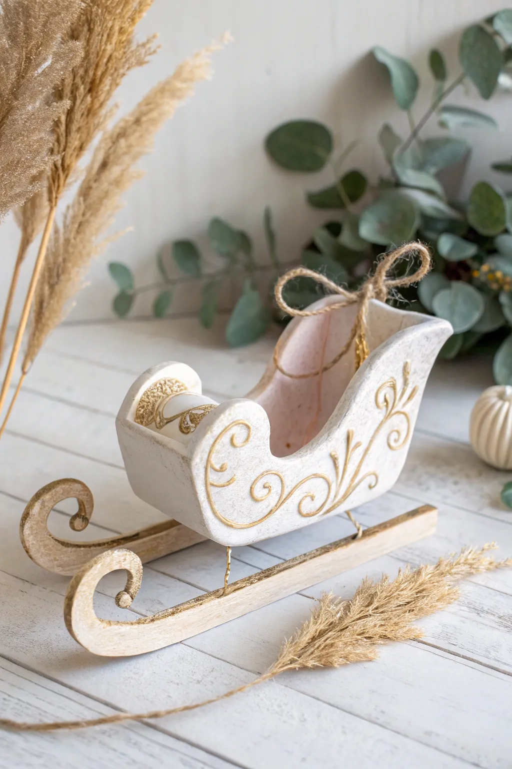 Embrace the art of simplicity with these handcrafted clay sleigh ornaments, perfect for adding a touch of minimalist charm to your holiday decor.