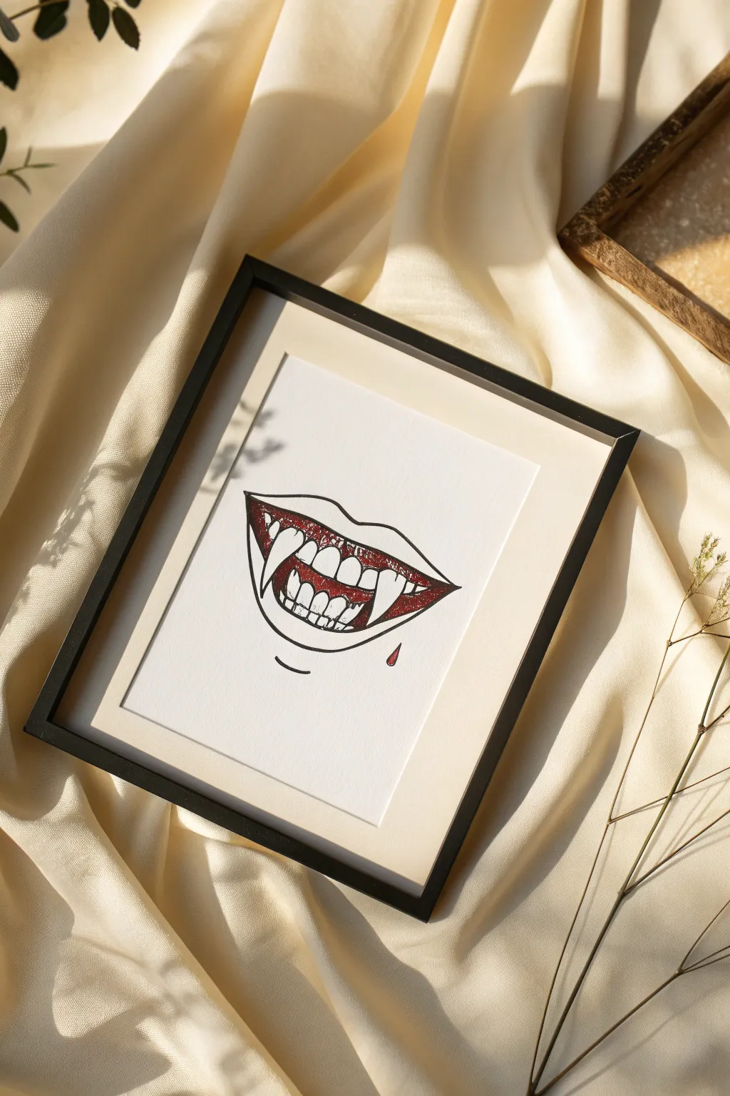Charming and chilling: A minimalist take on a vampire's enigmatic smile.