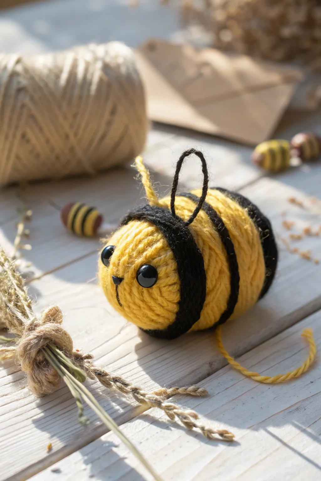 Embrace simplicity with this charming yarn-wrapped bee craft – perfect for little hands and creative minds!