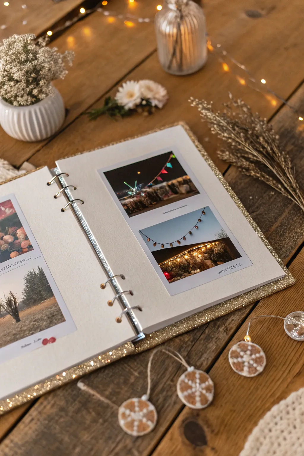 Capture the magic of festival nights in your scrapbook with vibrant touches and glittering accents.