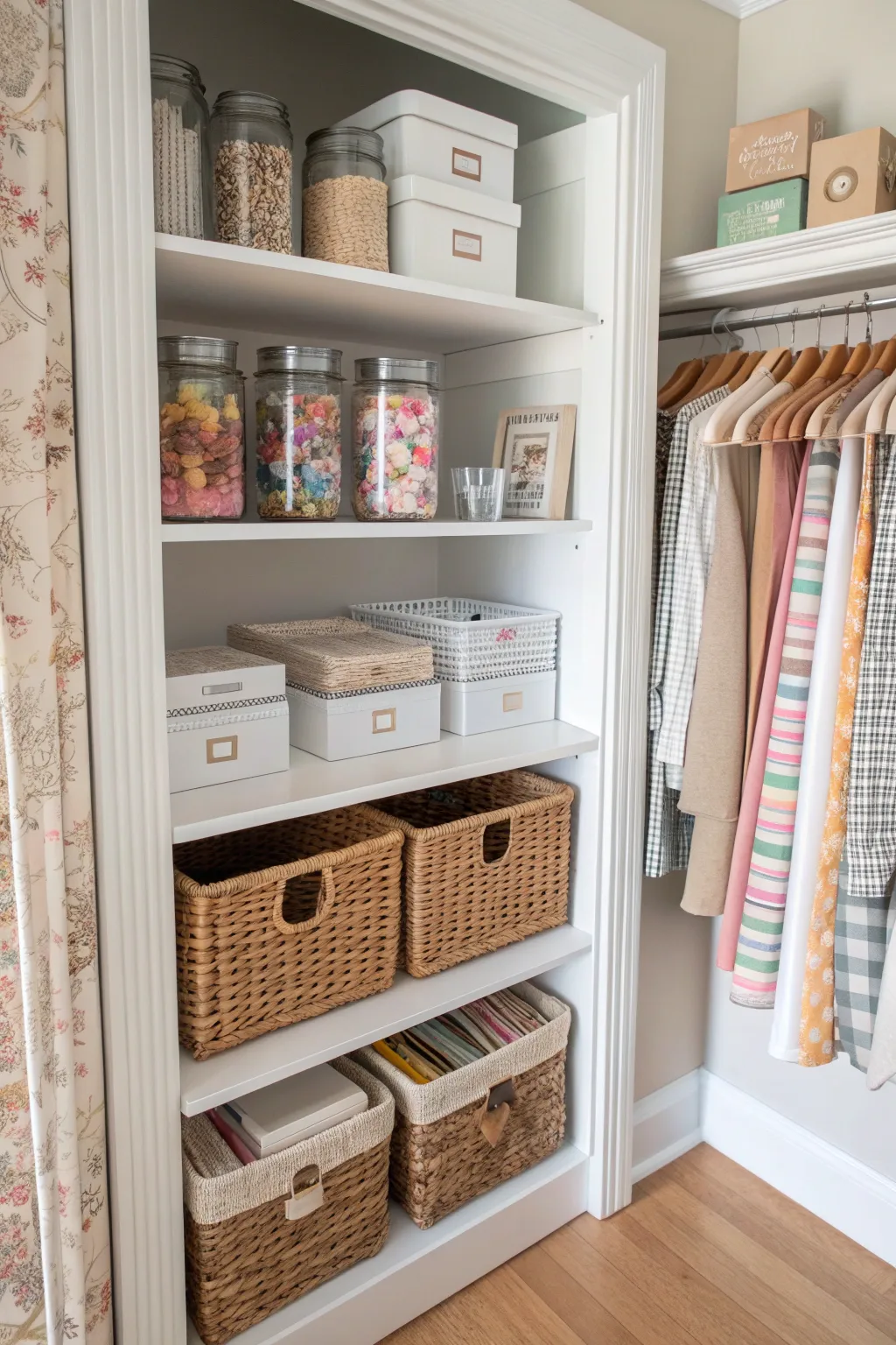 Transform your closet into a crafting oasis with minimalist charm and boho flair!