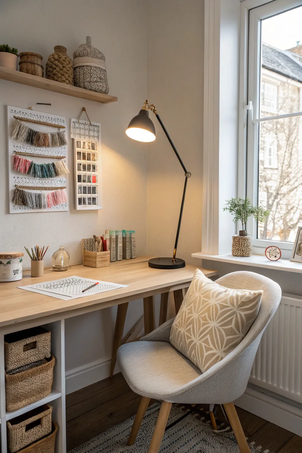 Illuminate your creativity with the perfect blend of natural and ambient lighting in your sewing space.