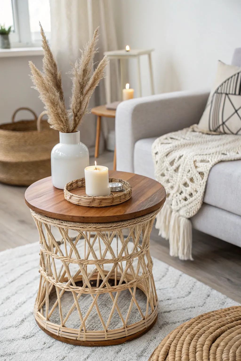 Transform your space with this easy DIY boho-chic side table idea—where Scandinavian simplicity meets natural elegance!