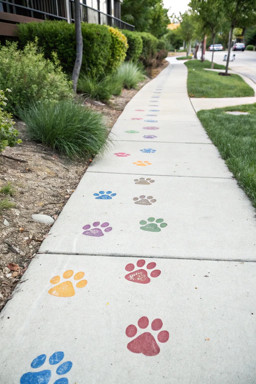 Delight in the playful charm of painted puppy paws, bringing a smile to every step.