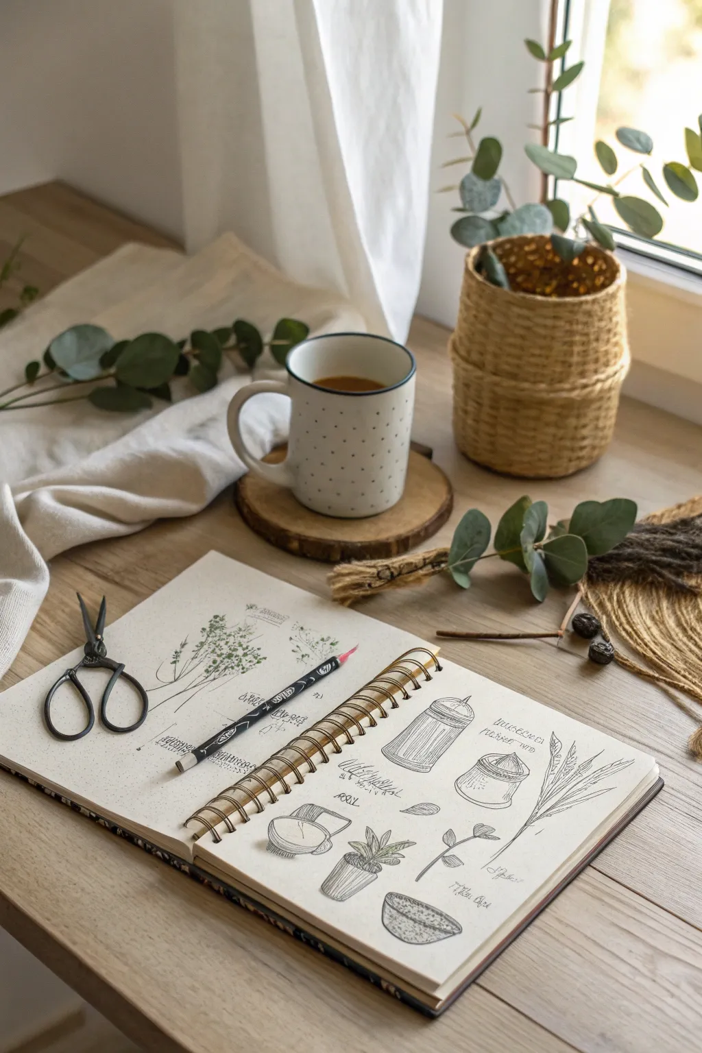 Finding beauty in the everyday: Sketching household items with a touch of boho minimalism.