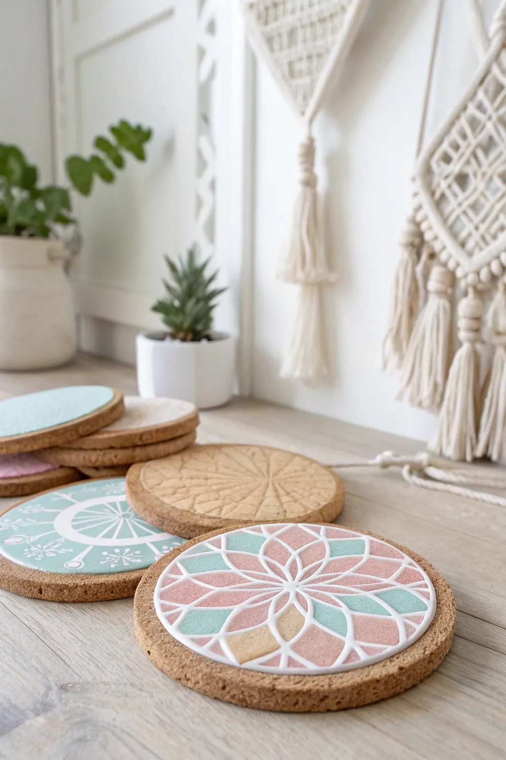 Add a touch of artistry to your table with handcrafted coasters – the perfect gift for your creative friends.