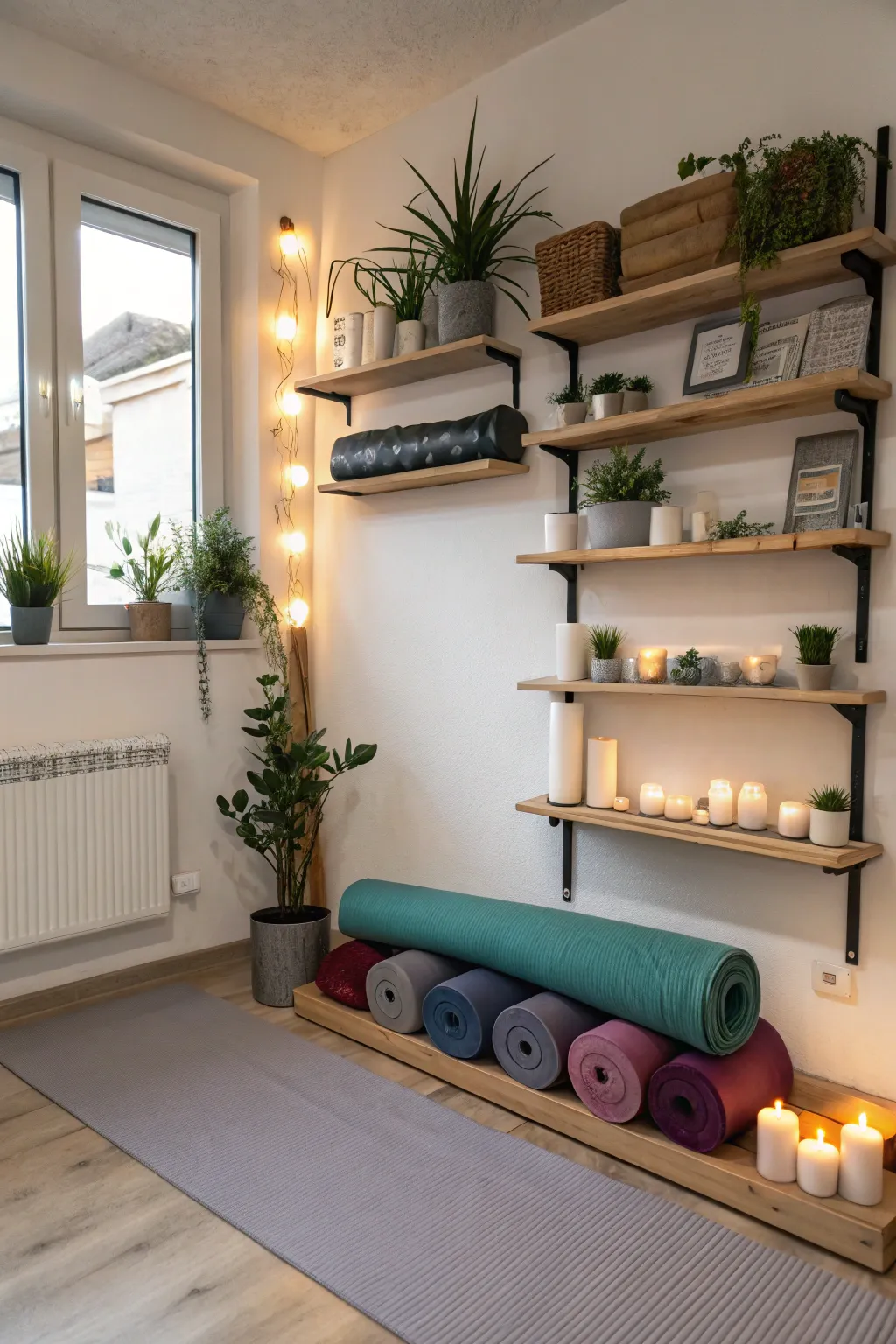 Vertical space is effectively used for storage and display.