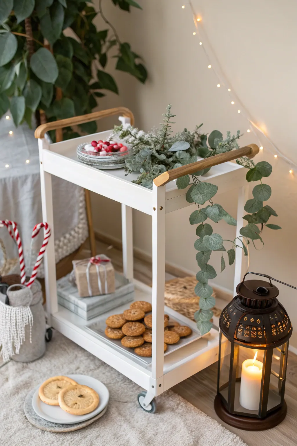 Celebrate the season with a minimalist snack cart that blends Scandinavian simplicity with Boho flair. 🎄✨