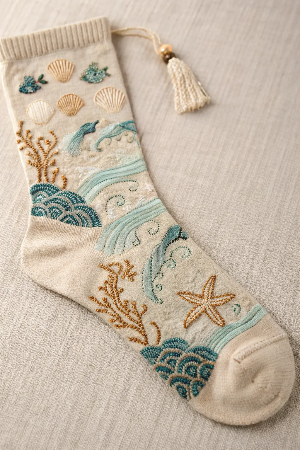 Dive into ocean vibes with these beautifully embroidered socks that bring the sea to your feet.