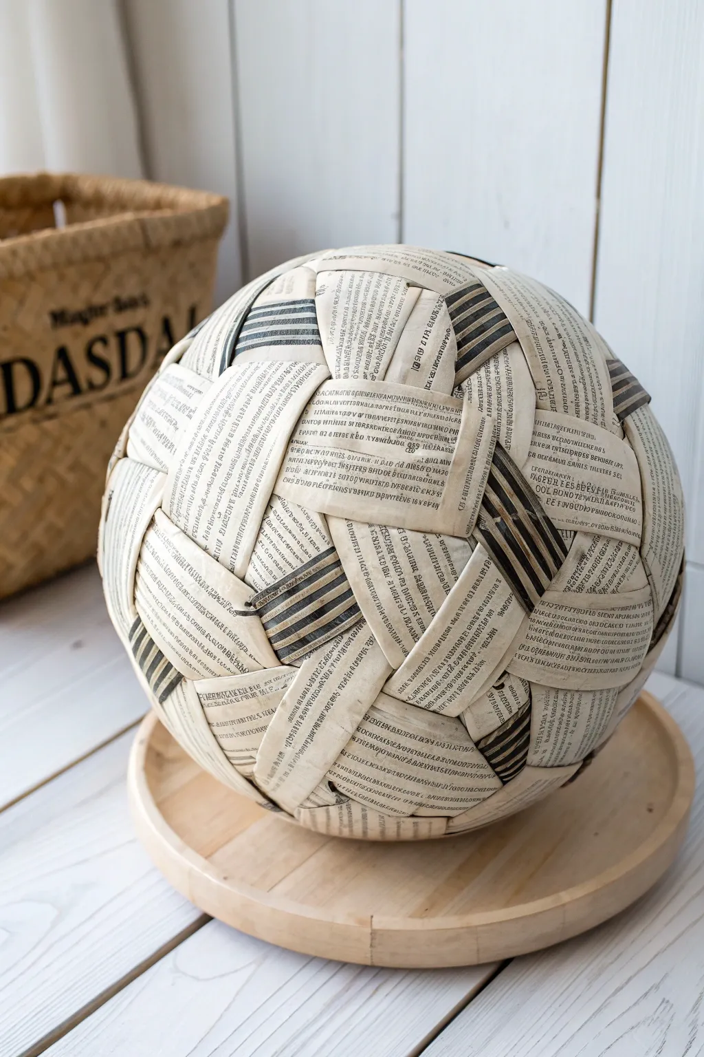 Eco-friendly creativity: Transform old newspapers into a stylish soccer ball that teaches about recycling and craftsmanship.