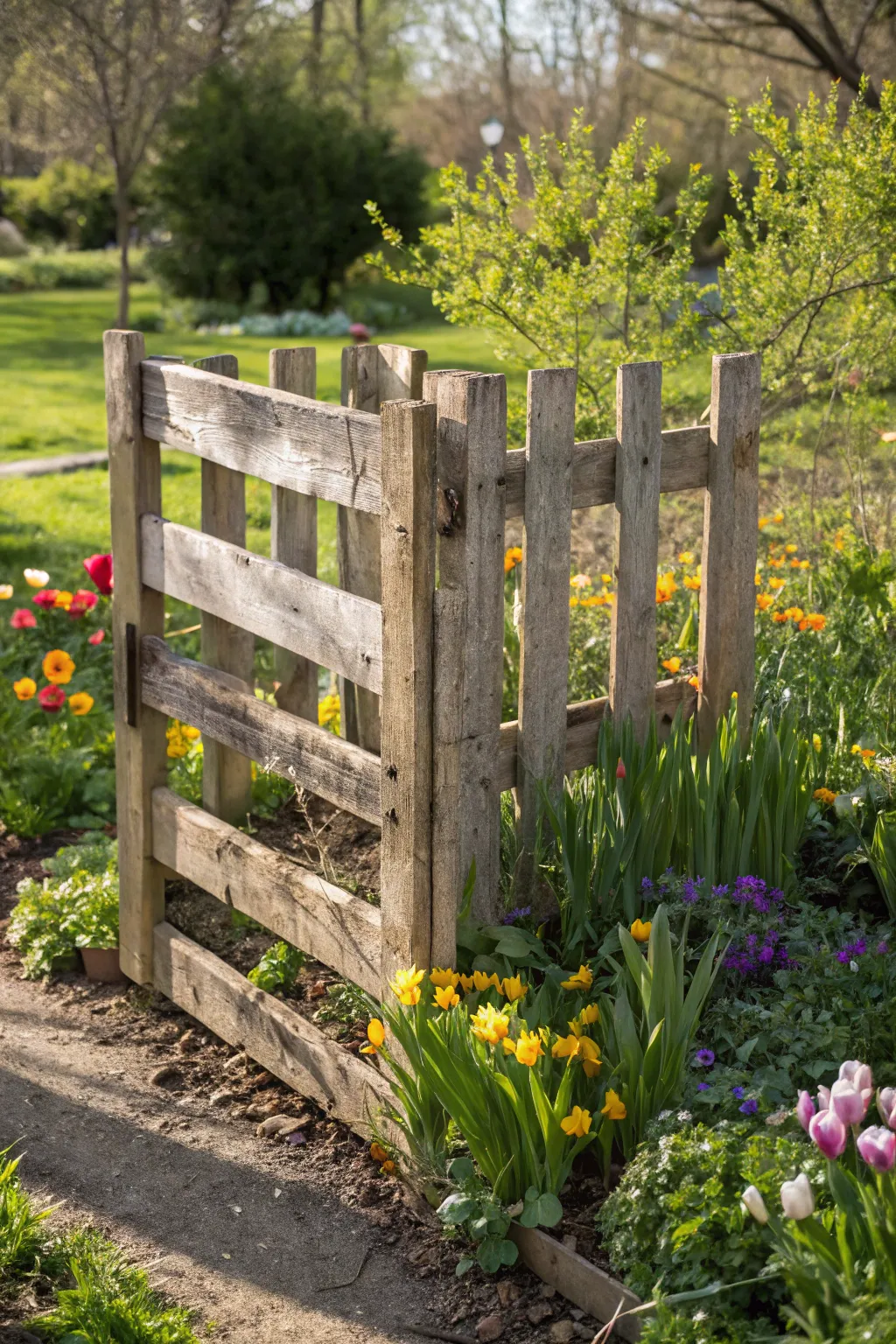 Elevate your garden with a rustic pallet fence that blends charm and functionality.