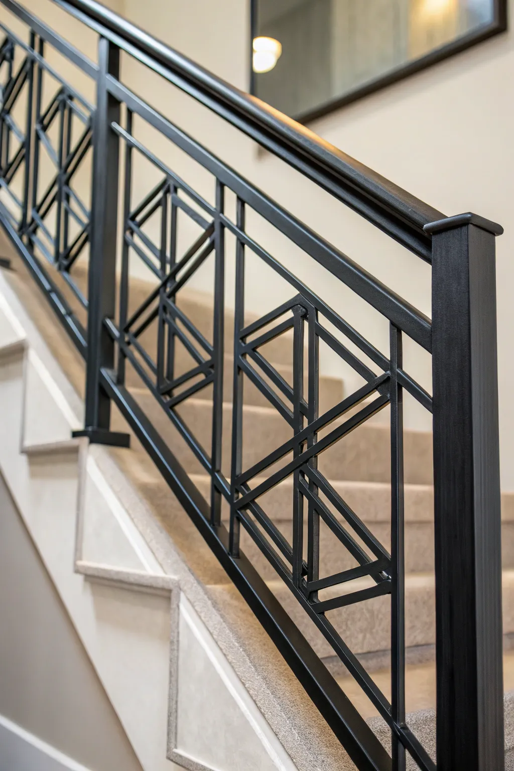Elevate your staircase with bold geometric elegance.