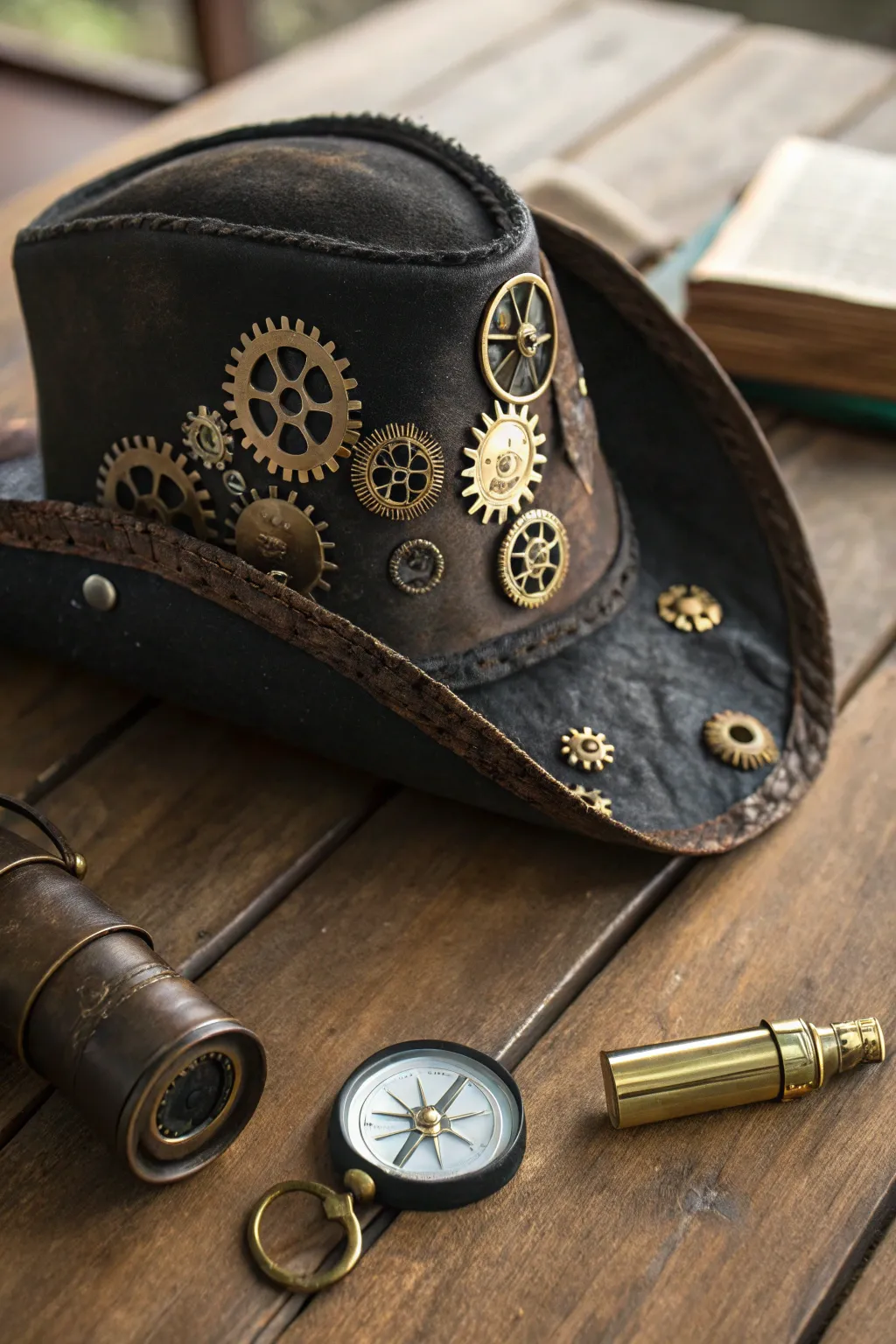 Embrace your inner steampunk pirate with this adventurous tricorn masterpiece.