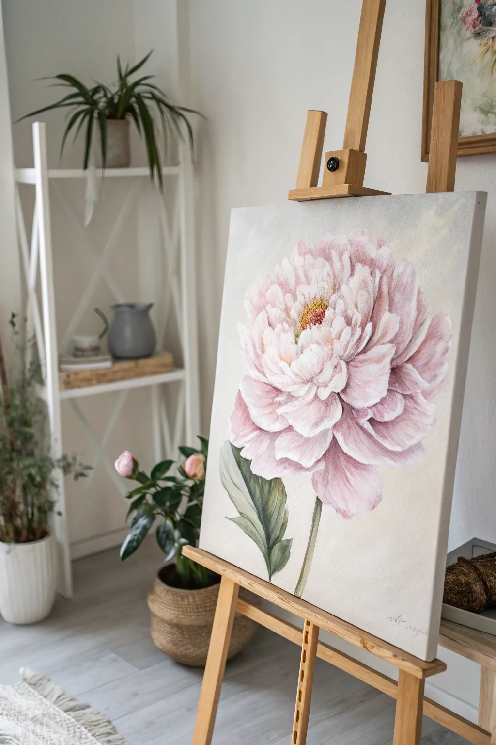 Embrace the art of simplicity with these beautifully painted peonies.