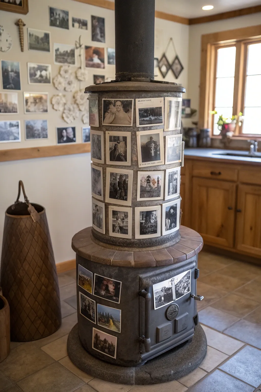 Transform your stove pipe into a nostalgic photo gallery, where memories linger and warmth abides.