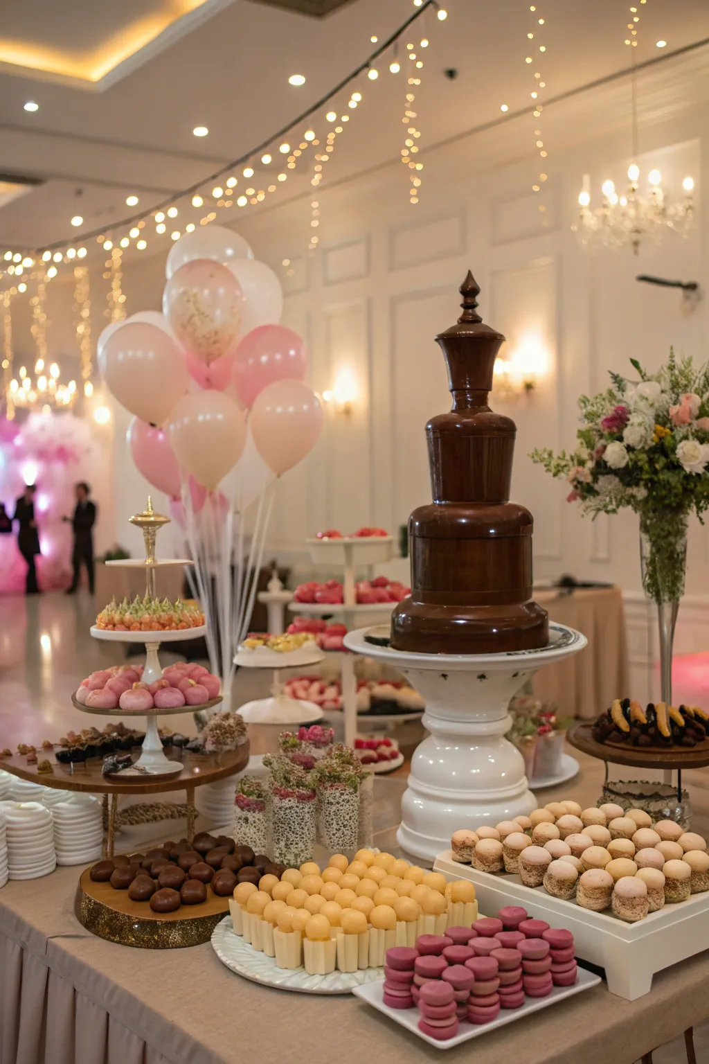 A dazzling dessert station with a variety of sweet treats becomes an irresistible focal point.