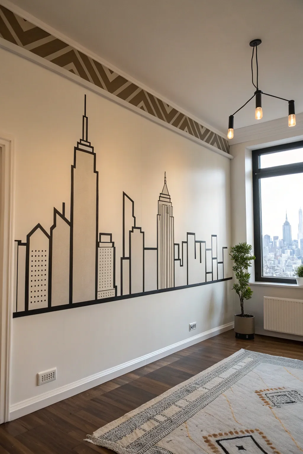 Transform your space with a chic DIY city skyline that embodies minimalist elegance and artistic flair.