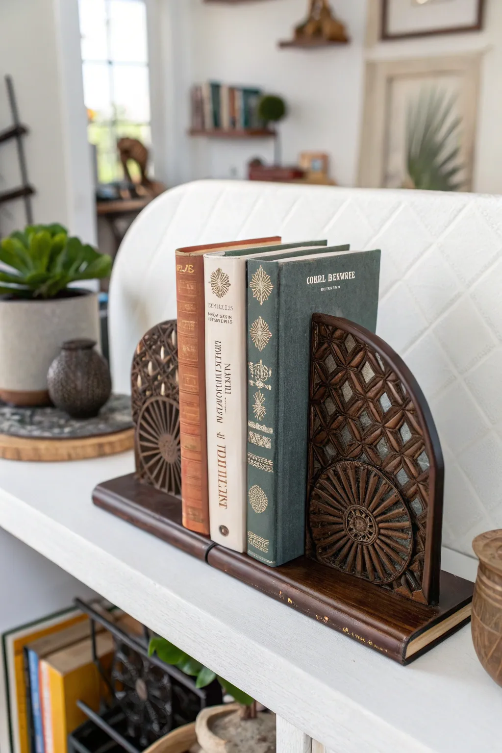 Stylish bookends that keep your reading material neat.