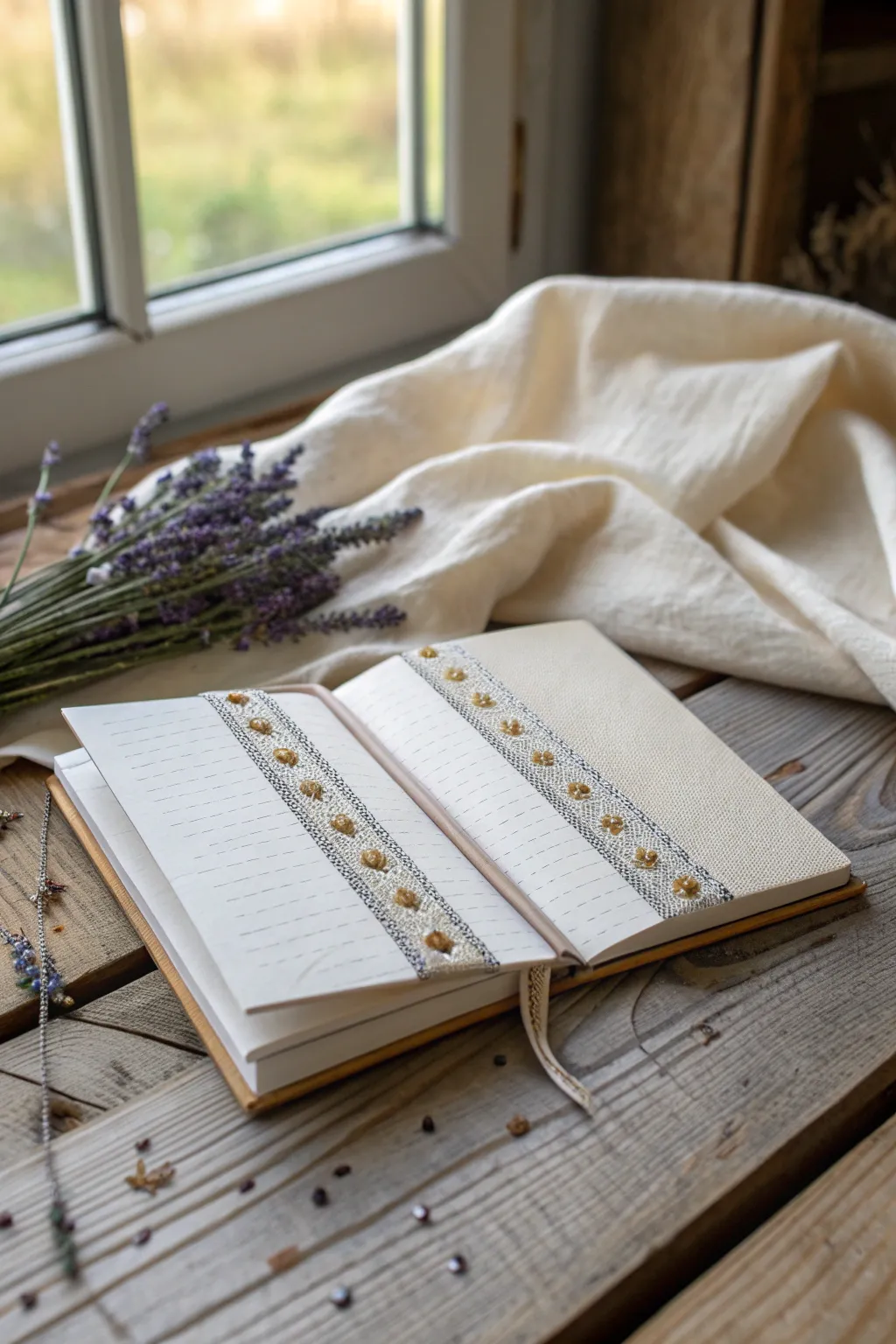Let your thoughts sparkle on the pages of an embellished journal, where creativity meets elegance.