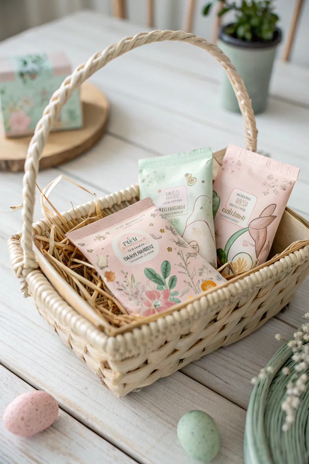 Delightful Easter surprises await in this charmingly curated toddler basket, blending festive fun with minimalist elegance.
