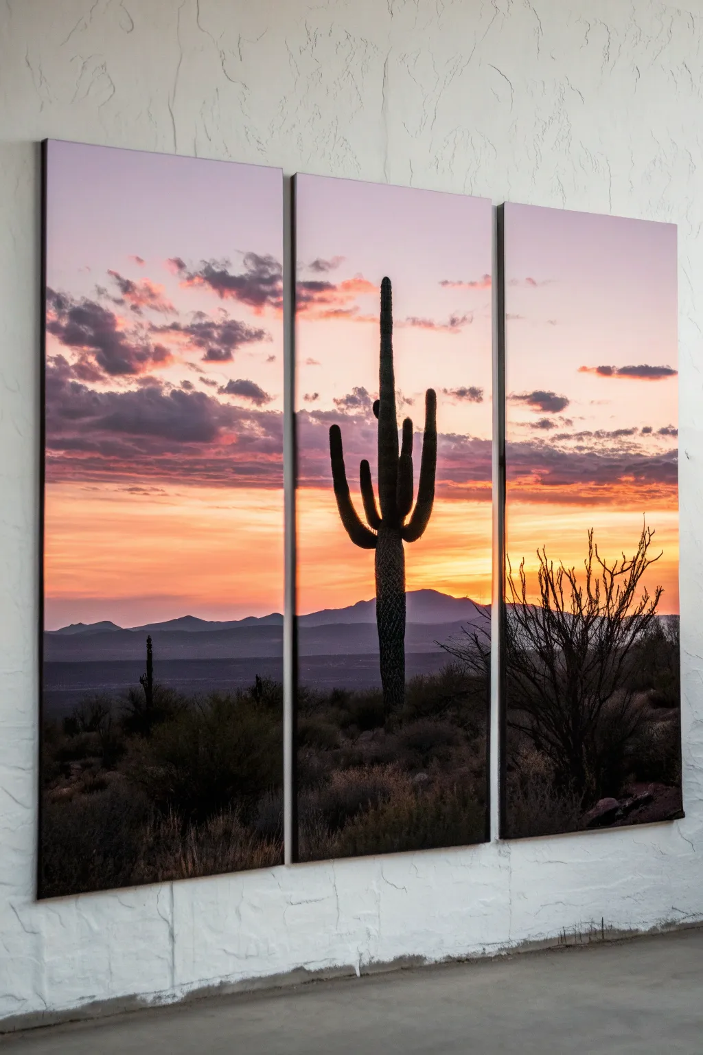 Embrace the magic of sunset with these minimalist silhouette landscapes, perfect for adding a touch of natural beauty to any space.