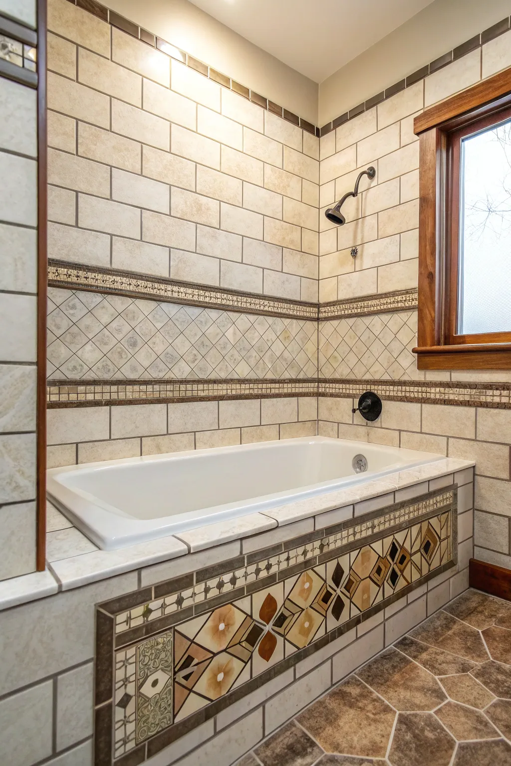 Contrasting grout adds interest and dimension.