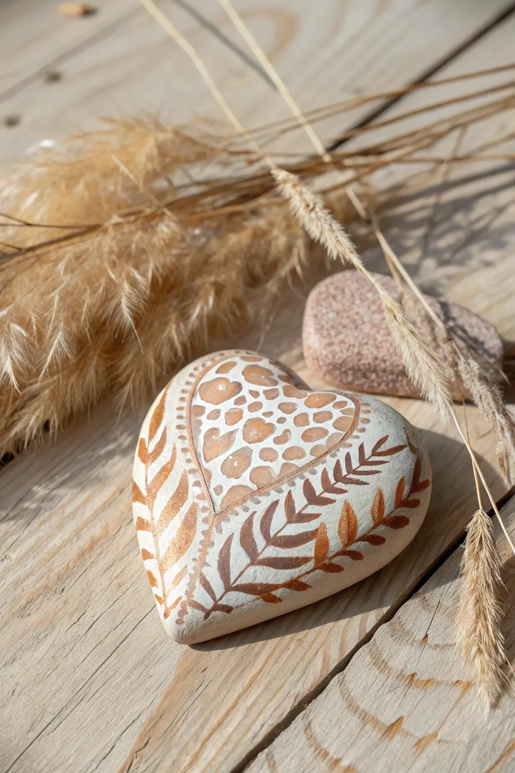 Add a wild touch to your Valentine's decor with these animal print heart stones, blending minimalist simplicity with boho charm.