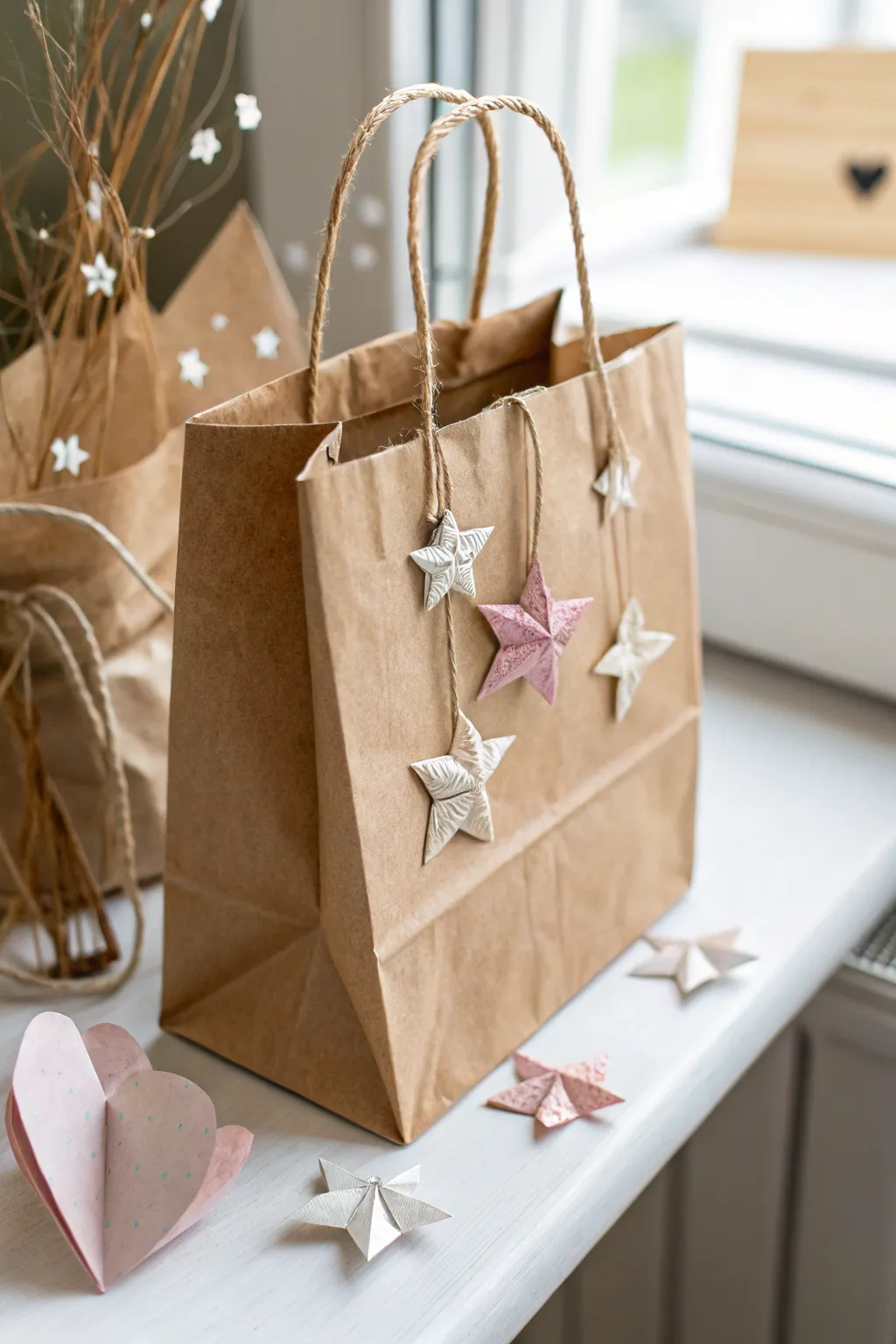 Delicate origami details bring a touch of love and craftsmanship to your Valentine's Day gift bags.