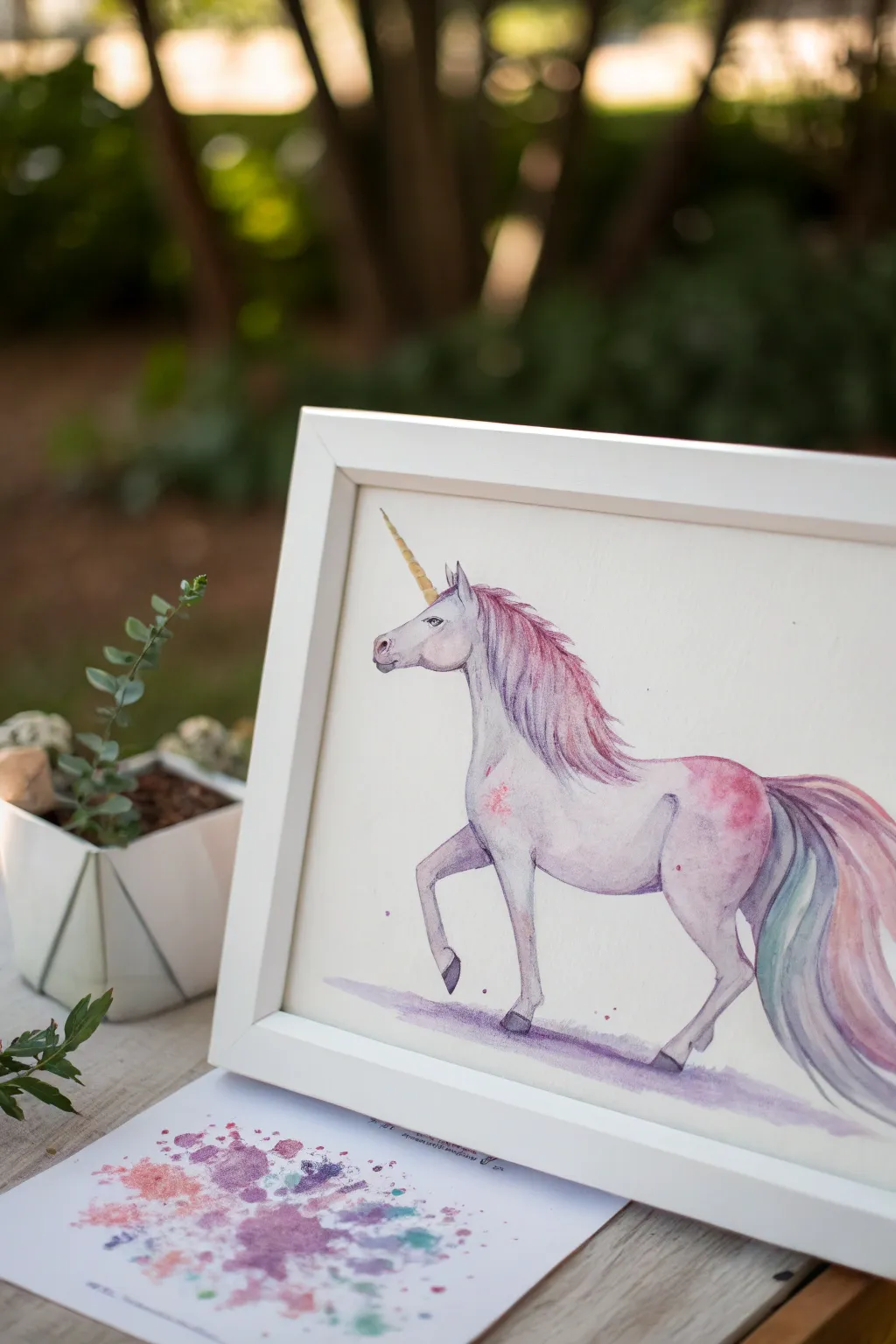 Embrace your imagination with this enchanting watercolor unicorn, a blend of Scandinavian simplicity and Boho charm.
