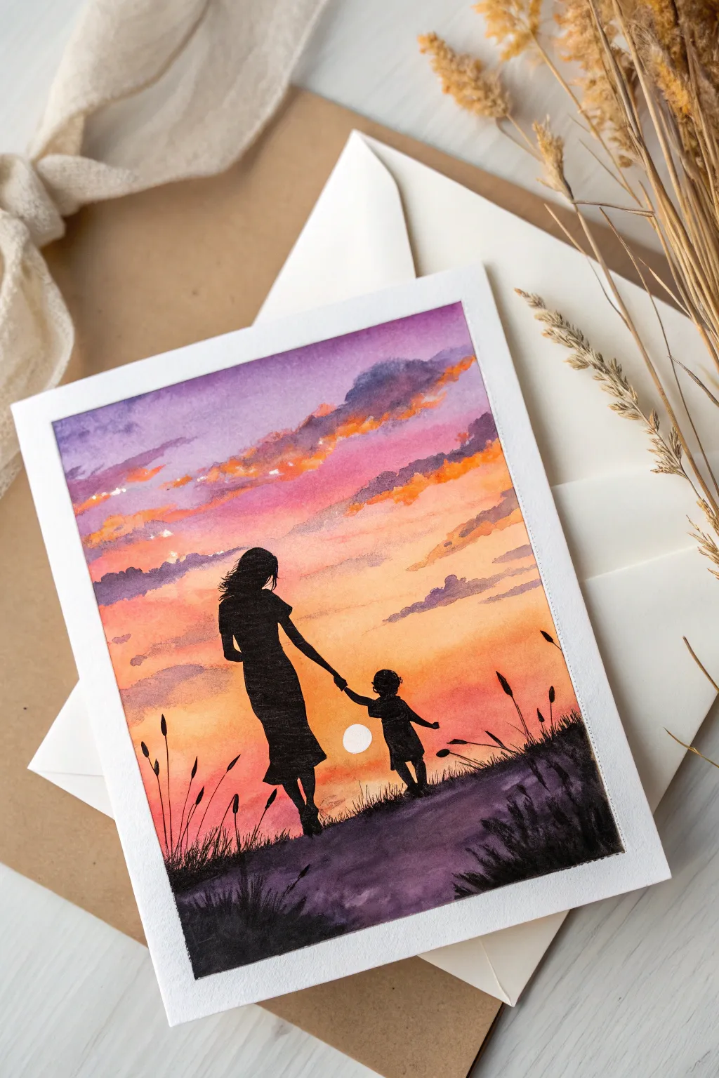Capture the warmth of cherished moments with this stunning Mother's Day card, where simplicity meets heartfelt artistry.