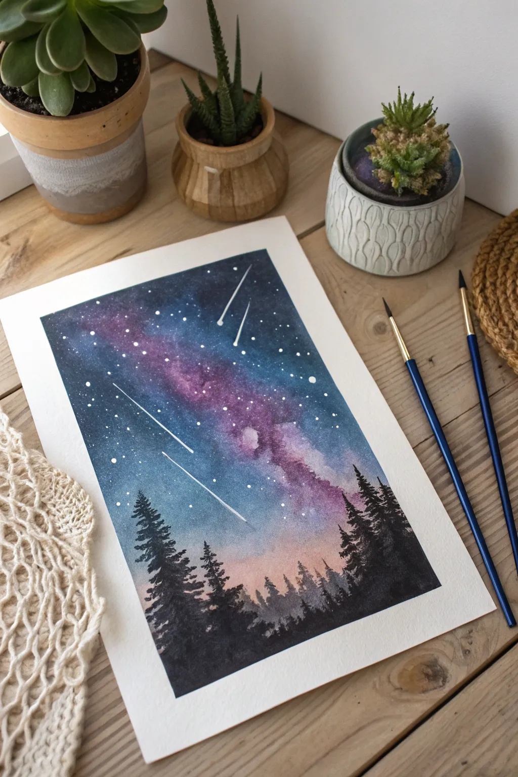 Embark on a cosmic journey through watercolor pencil art, where simplicity meets the beauty of the universe. ✨