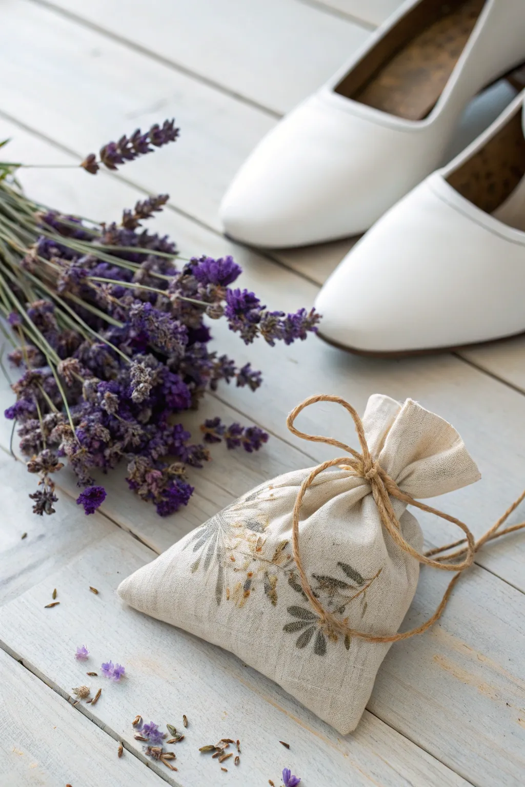 Keep your shoes fresh and fragrant with handcrafted lavender sachets.