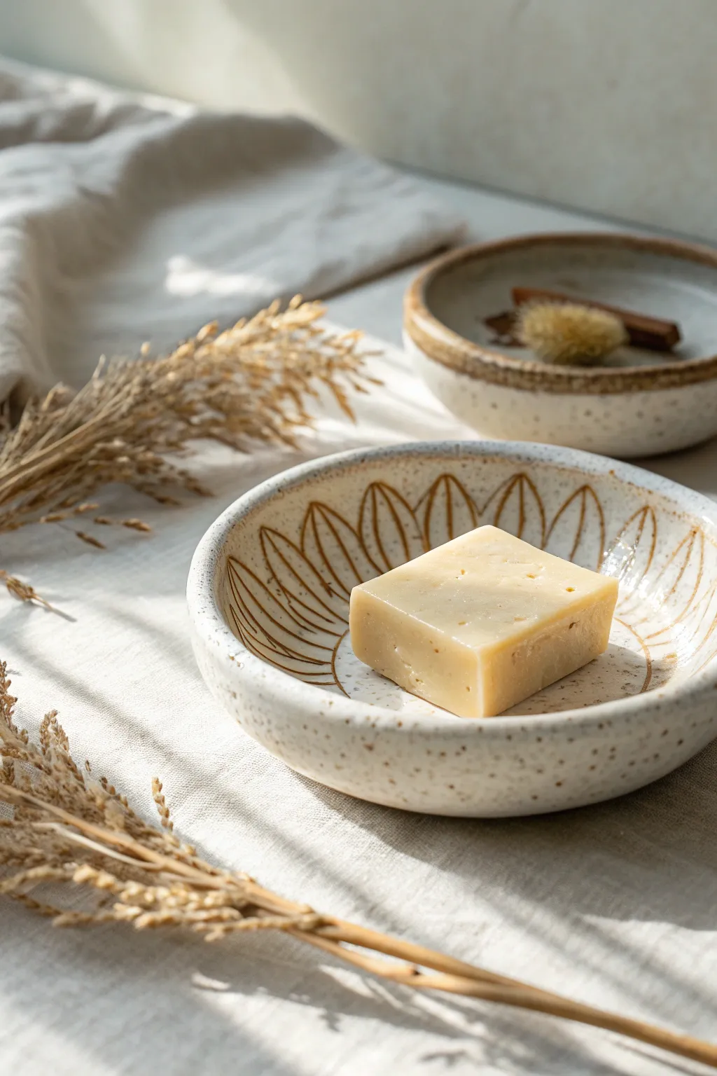 Elevate your bathroom decor with this handcrafted ceramic soap dish, where minimalist design meets boho charm.