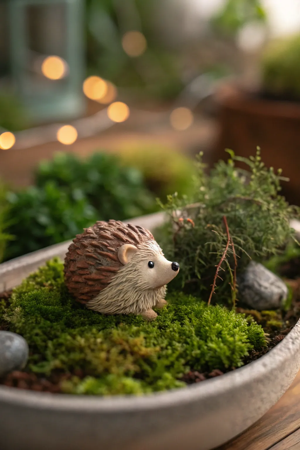 This charming clay hedgehog brings a whimsical touch to your fairy garden, combining Scandinavian simplicity with boho flair.