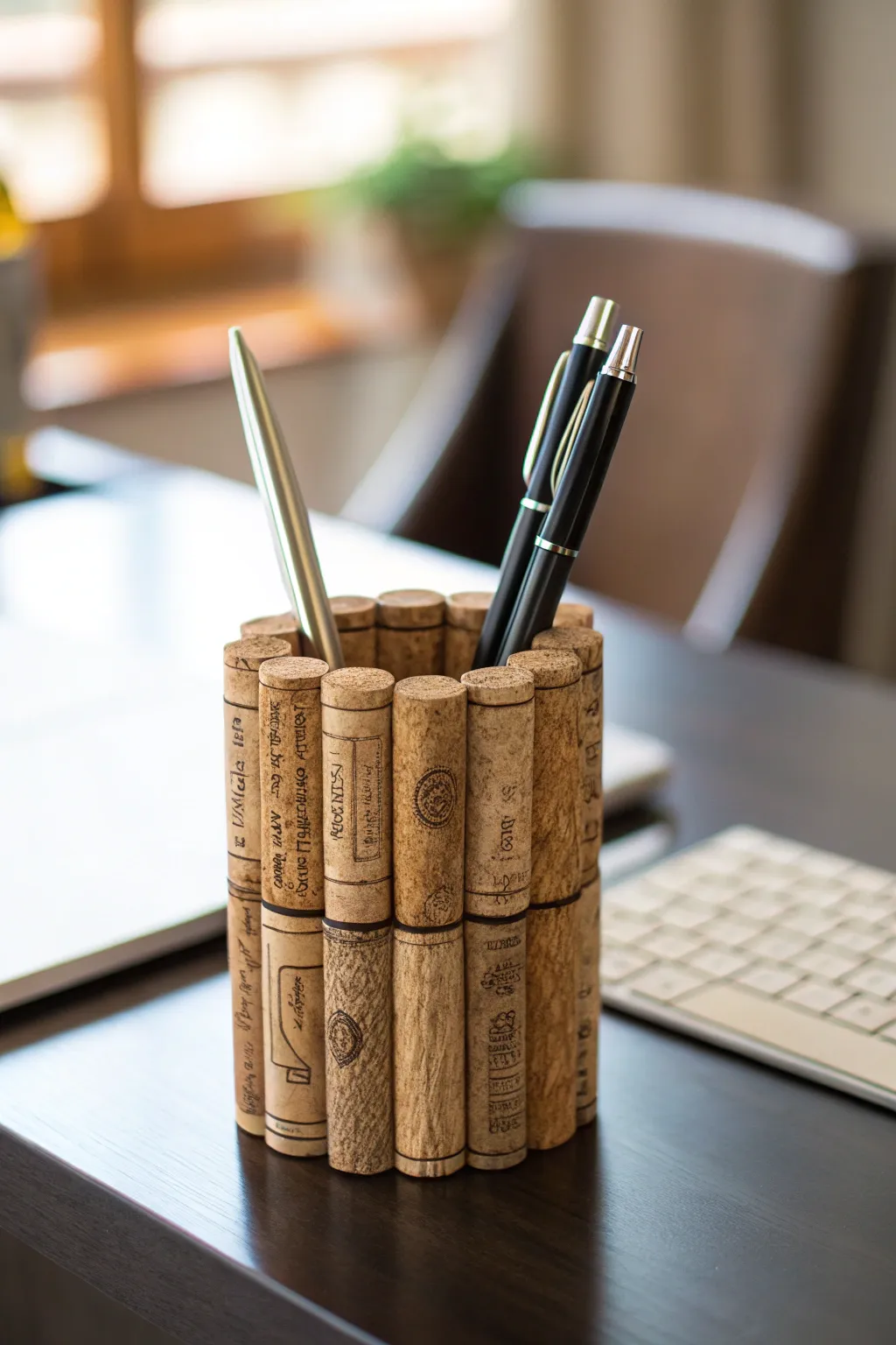 Elevate your desk with this eco-friendly cork pen holder, merging style with sustainability.
