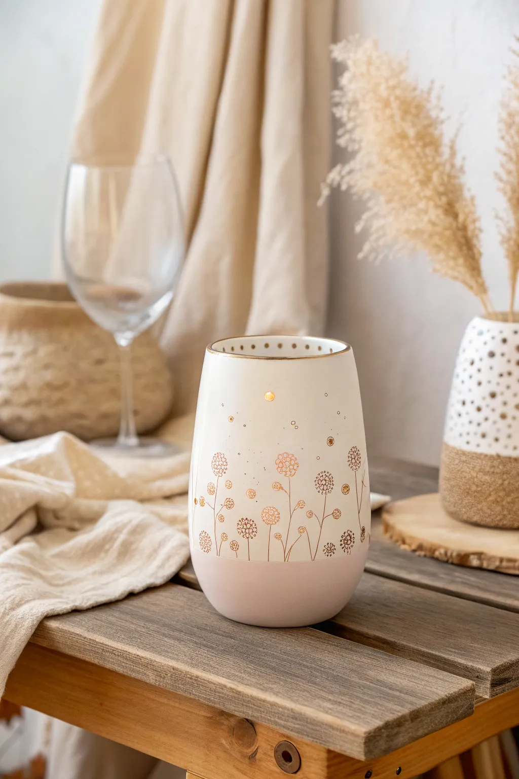 Toast to life's special moments with a beautifully designed wine tumbler that's both minimalist and celebratory.