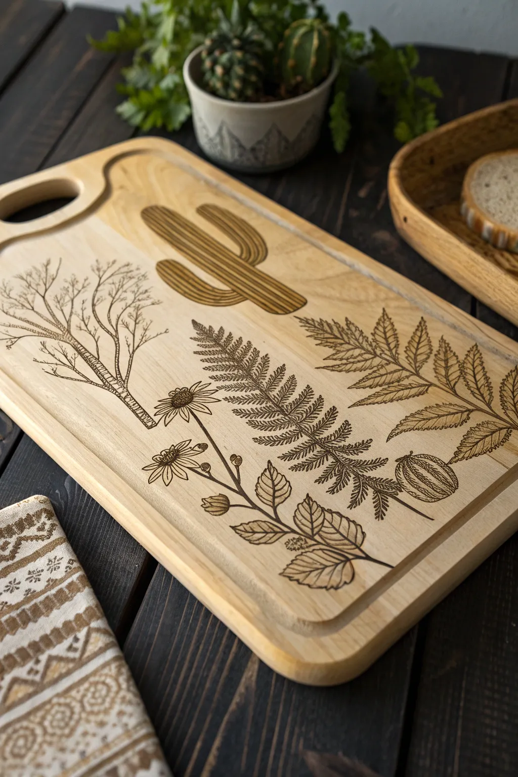 Elevate your kitchen aesthetics with these beautifully engraved botanical designs. Perfect for nature lovers!