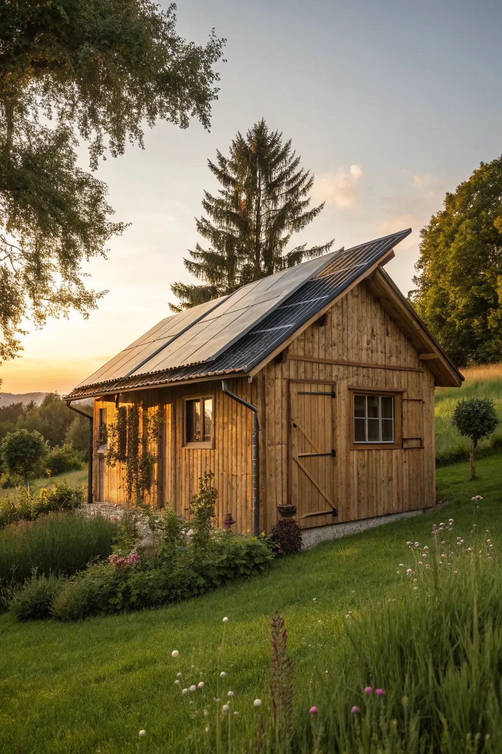 Illuminate your space sustainably with a solar-powered shed that blends rustic charm with modern technology.