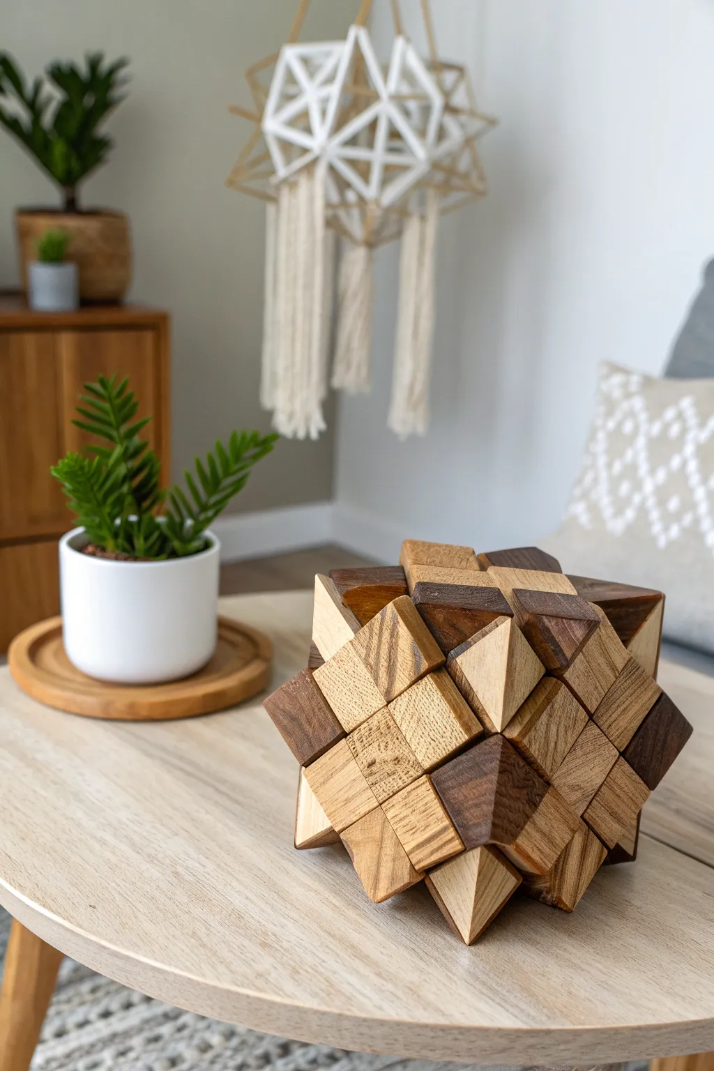 Elevate your space with an engaging 3D wooden puzzle, where craftsmanship meets minimalist charm.