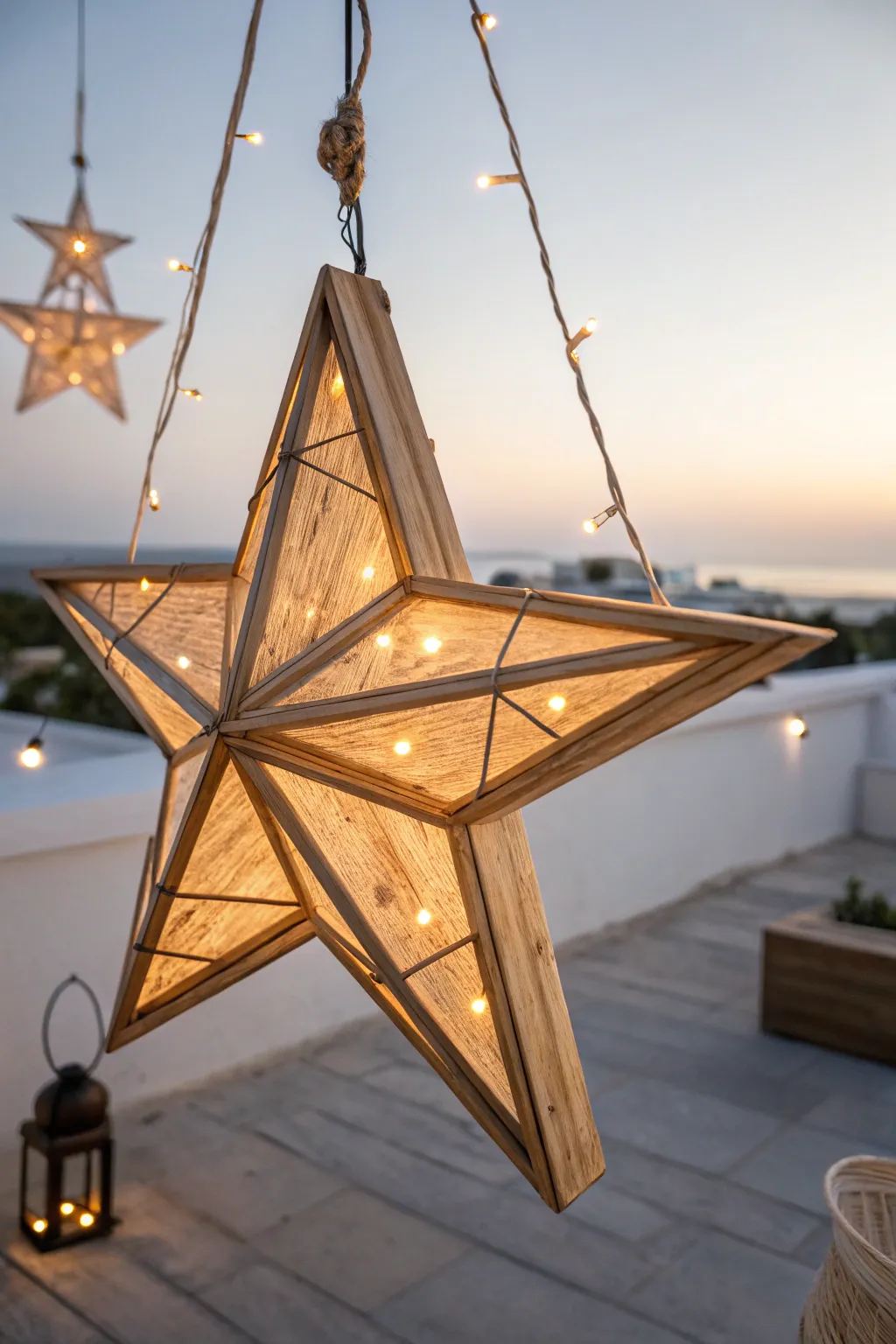Illuminate your evenings with handcrafted wooden star lanterns that exude natural beauty and simplicity.
