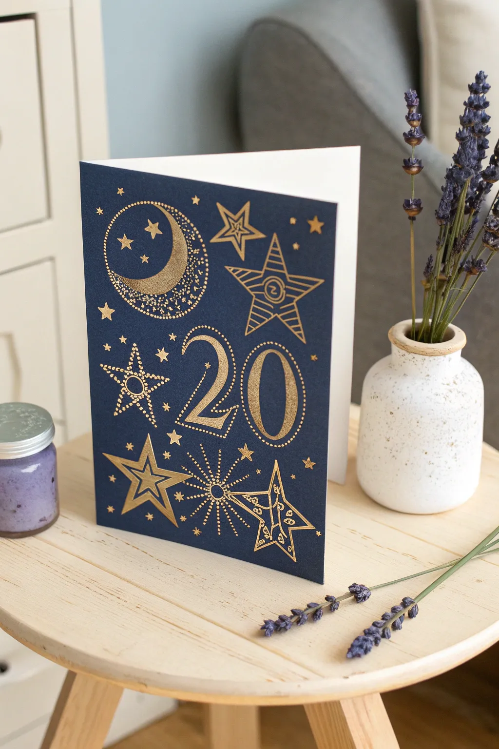 Embrace the celestial charm on your 20th birthday with a card that speaks of dreams and endless possibilities.