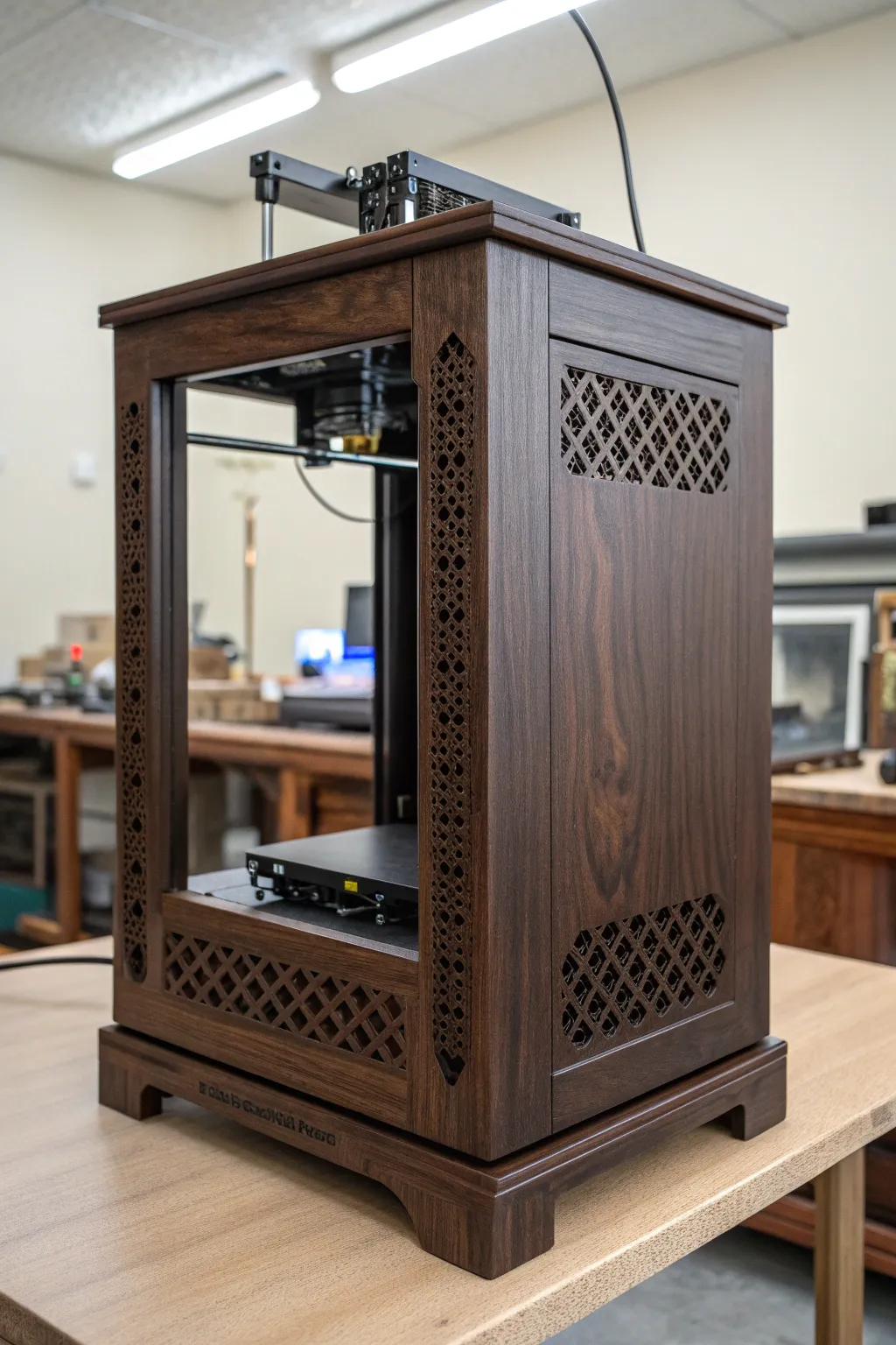 Elevate your printing experience with a stand that combines functionality and craftsmanship.