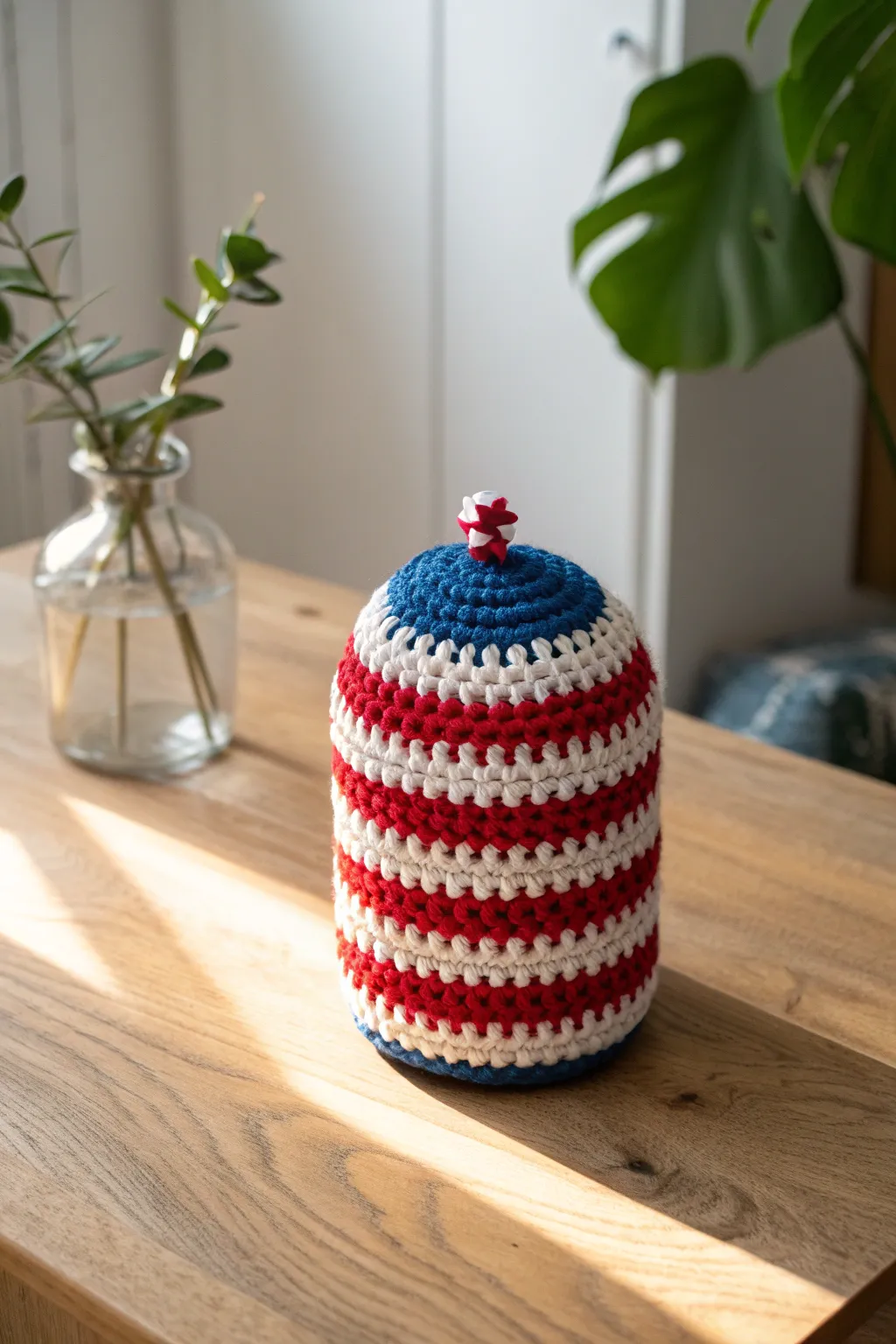Ignite your décor with this handcrafted crochet firecracker, where minimalist charm meets bold celebration.